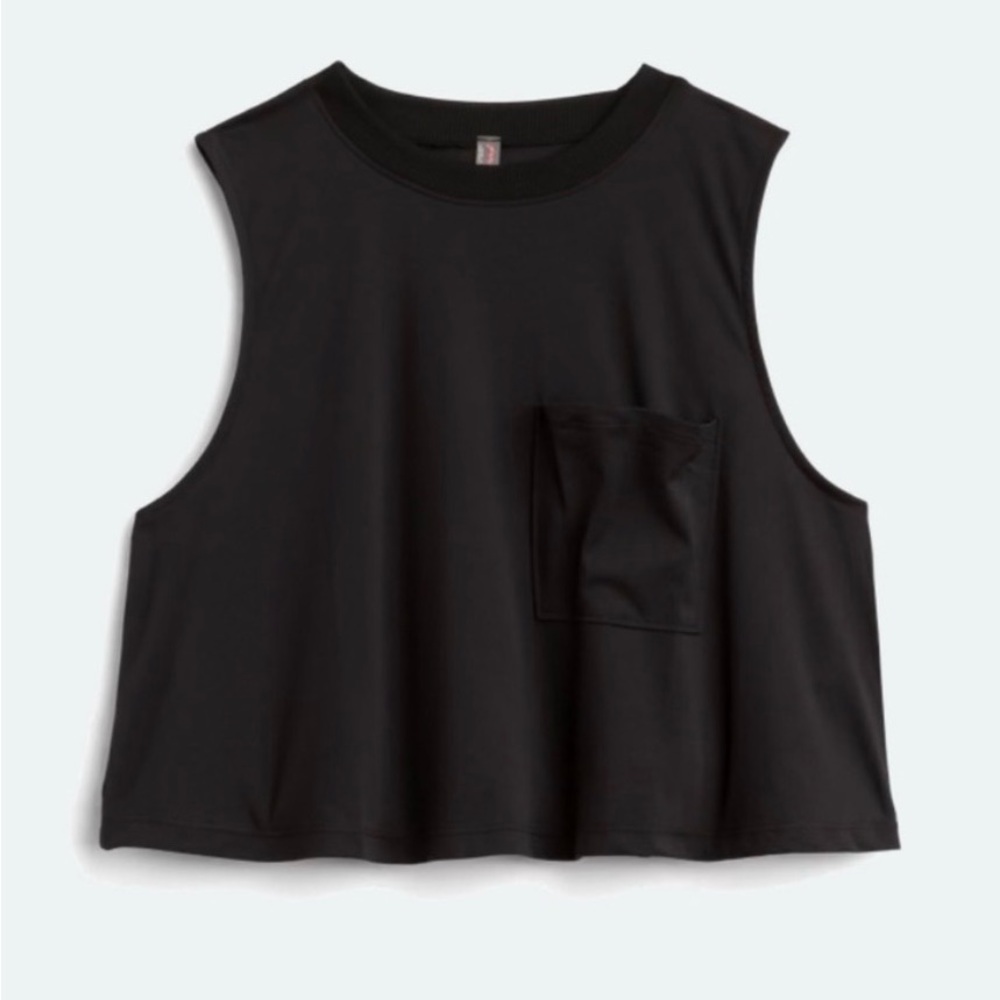 FP Movement by Free People Black Cropped Muscle Tank with Pocket